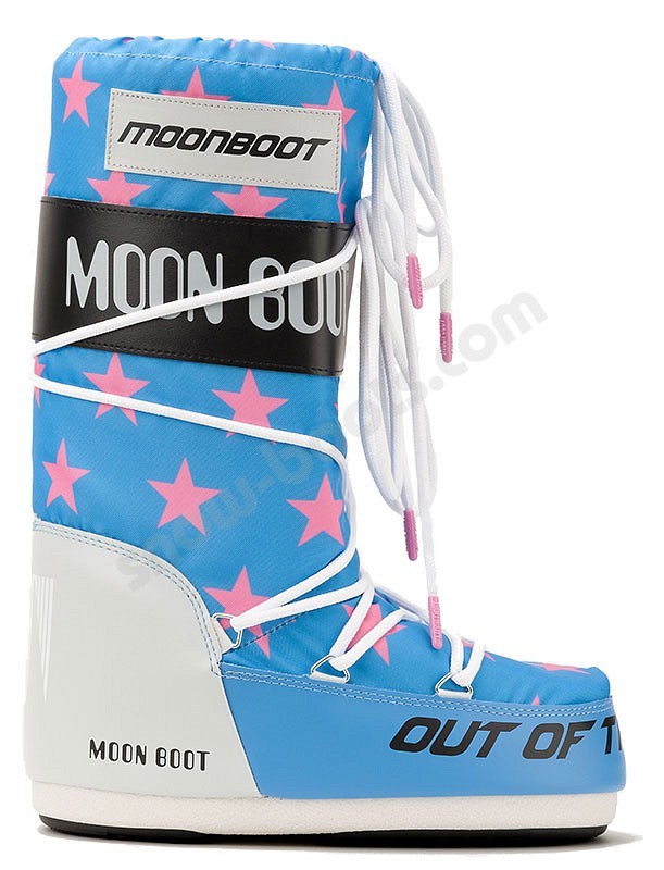 Moon Boot® Icon Retrobiker pink stars light blue