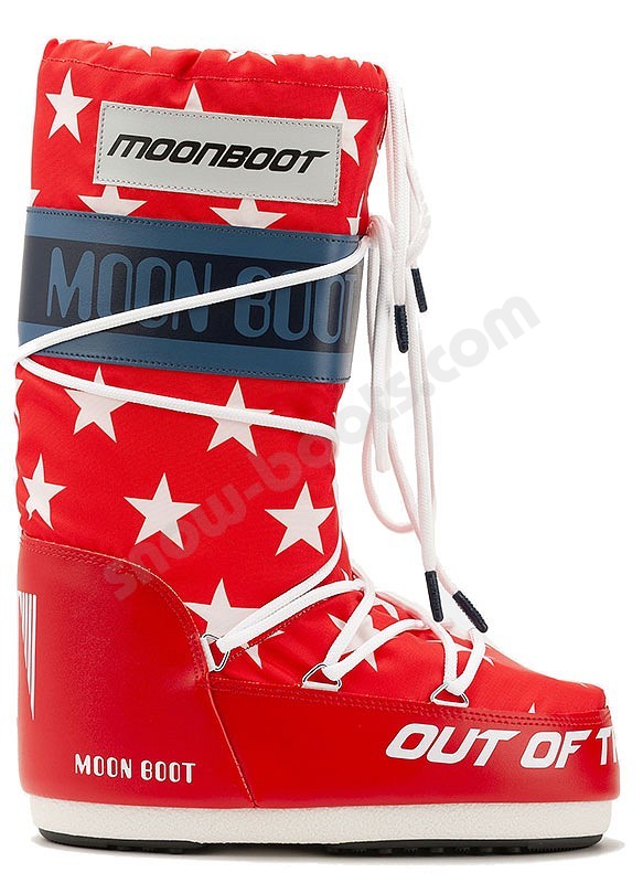 Moon Boot® Icon Retrobiker white stars rosso